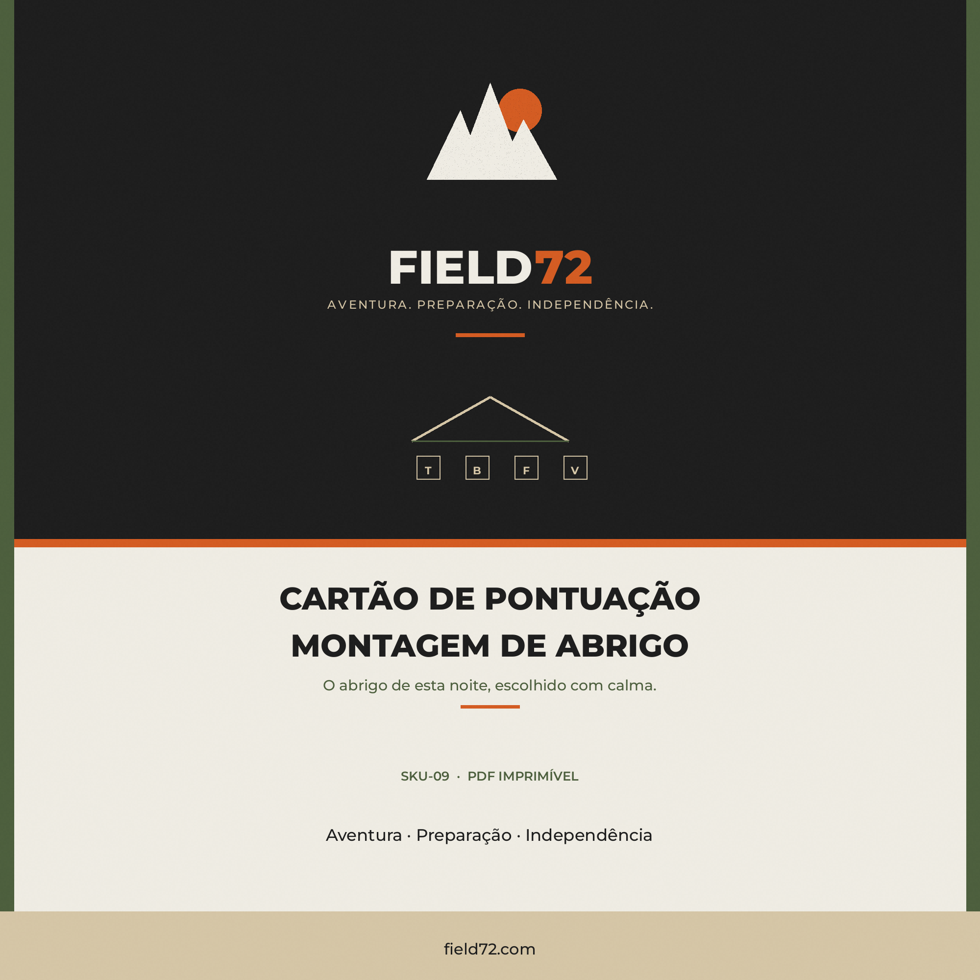 Capa Cartão de Pontuação — Montagem de Abrigo